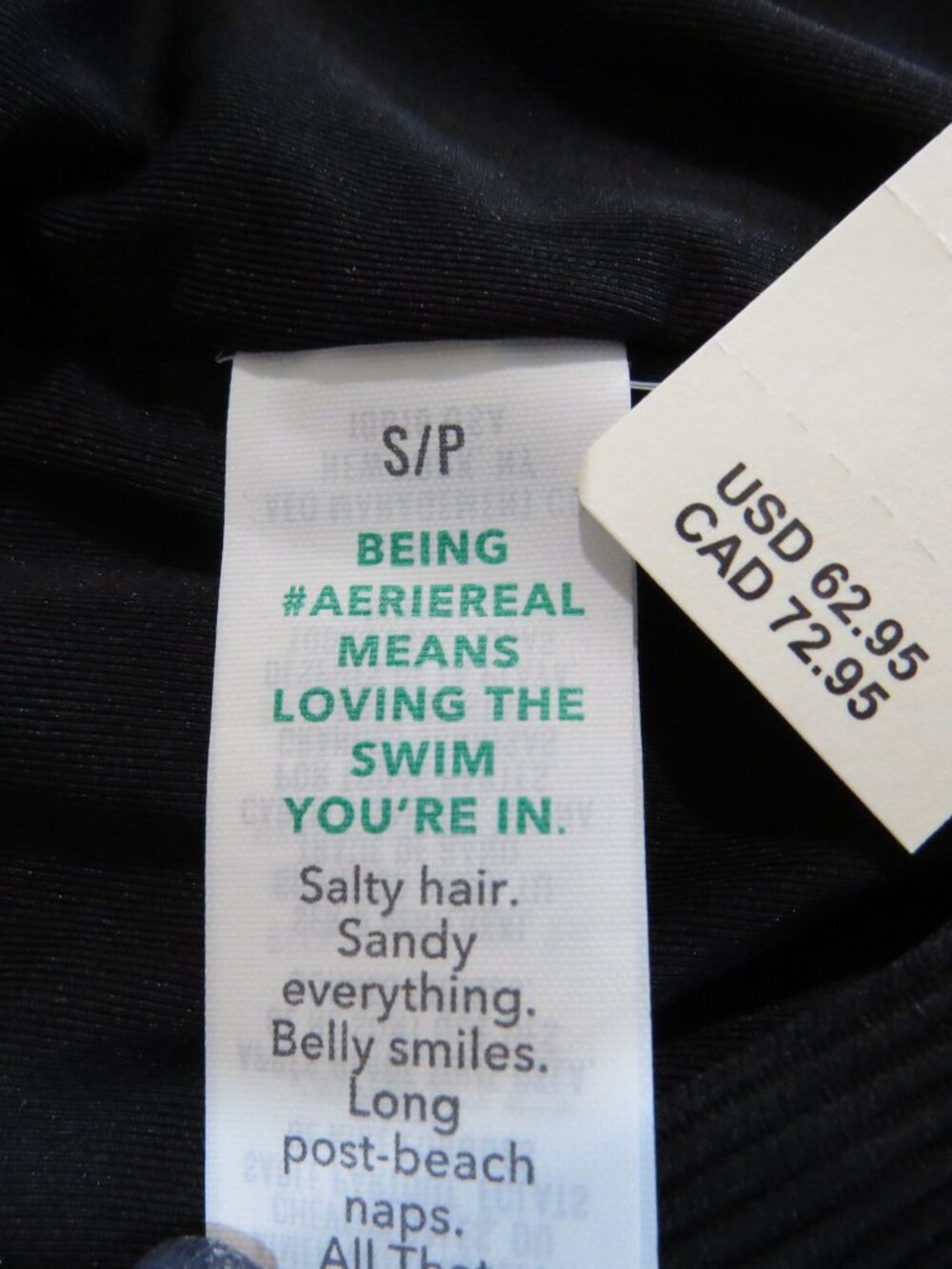 NEW Aerie Ribbed Scoop One Piece Swimsuit SIZE Small Black, Side Ties - Picture 3 of 5